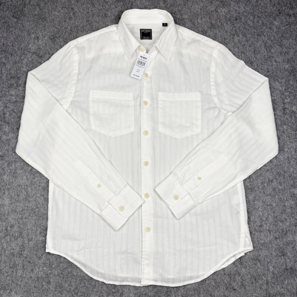 NWT Todd Snyder Jacquard Two Pocket Point Collar Men S White Button Up $228 MSRP